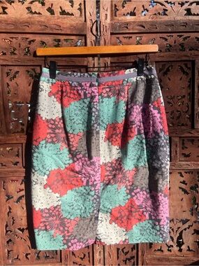Boden Floral Pencil Skirt in Mint, Coral & Pink